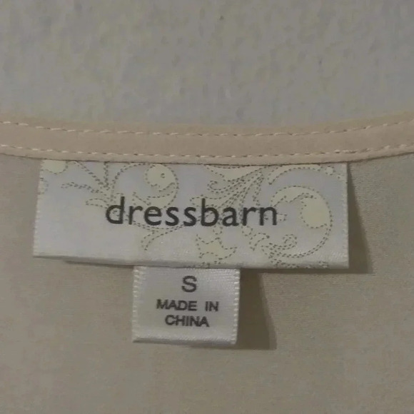 Dress Barn Sheer Beige Embroidered Blouse Small - Picture 5 of 6